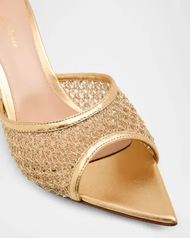 Gianvito Rossi Sienna Metallic Knit Mule Sandals | Thumbnail 3 Gianvito Rossi Sienna Metallic Knit Mule Sandals | Thumbnail 3