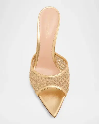 Gianvito Rossi Sienna Metallic Knit Mule Sandals | Thumbnail 4 Gianvito Rossi Sienna Metallic Knit Mule Sandals | Thumbnail 4