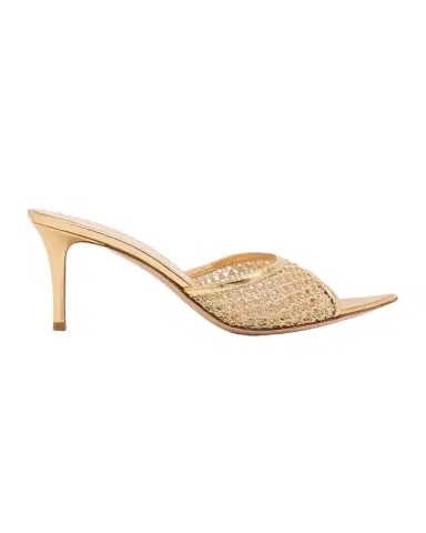 Gianvito Rossi Sienna Metallic Knit Mule Sandals | Thumbnail 1 Gianvito Rossi Sienna Metallic Knit Mule Sandals | Thumbnail 1