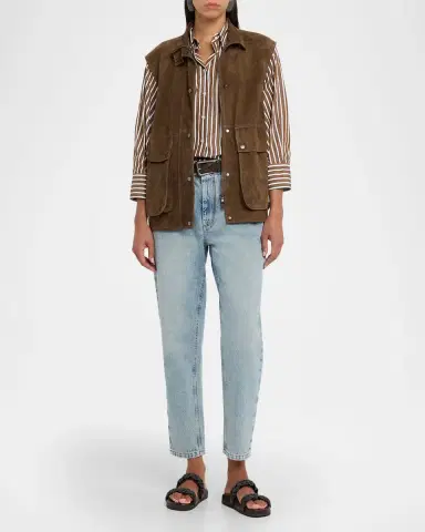 Brunello Cucinelli Authentic Denim Relaxed Tapered-Leg Ankle Jeans | Thumbnail 2 Brunello Cucinelli Authentic Denim Relaxed Tapered-Leg Ankle Jeans | Thumbnail 2