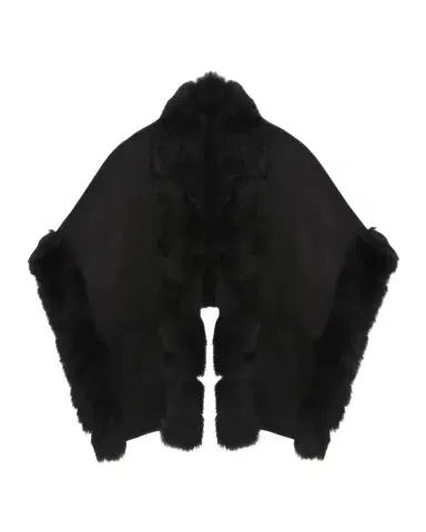 Gorski Reversible Loro Piana Cashmere-Wool Shawl with Merinillo Lamb Shearling Trim | Thumbnail 1 Gorski Reversible Loro Piana Cashmere-Wool Shawl with Merinillo Lamb Shearling Trim | Thumbnail 1