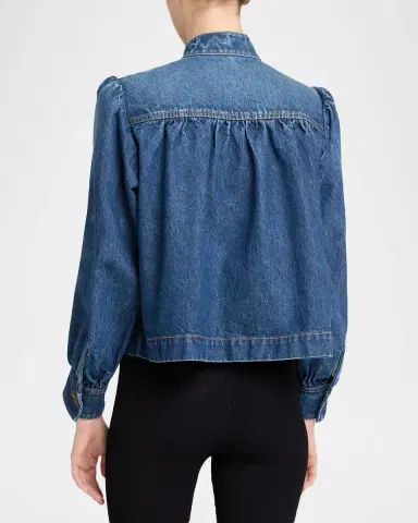 Chloé Horse-Pendant Gathered Denim Jacket | Thumbnail 3 Chloé Horse-Pendant Gathered Denim Jacket | Thumbnail 3