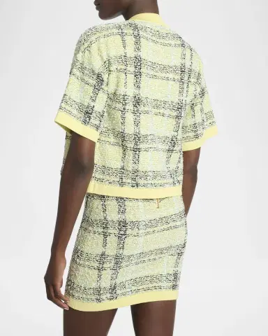 Balmain Paillette Check Tweed Short-Sleeve Cardigan | Thumbnail 3 Balmain Paillette Check Tweed Short-Sleeve Cardigan | Thumbnail 3