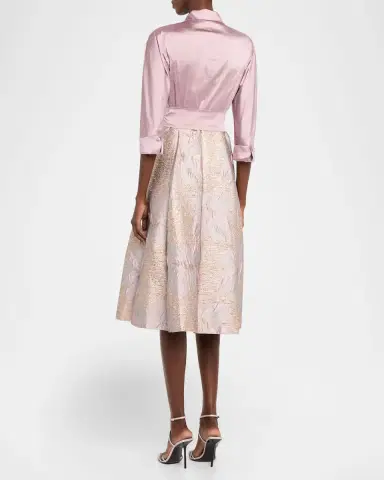 Rickie Freeman for Teri Jon Taffeta Floral Jacquard Midi Shirtdress | Thumbnail 3 Rickie Freeman for Teri Jon Taffeta Floral Jacquard Midi Shirtdress | Thumbnail 3