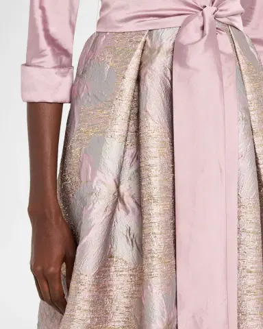 Rickie Freeman for Teri Jon Taffeta Floral Jacquard Midi Shirtdress | Thumbnail 5 Rickie Freeman for Teri Jon Taffeta Floral Jacquard Midi Shirtdress | Thumbnail 5
