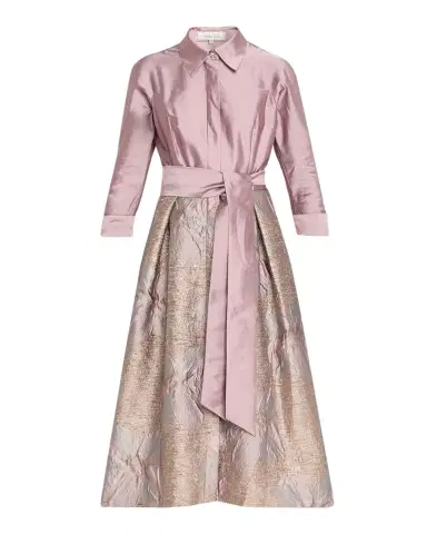 Rickie Freeman for Teri Jon Taffeta Floral Jacquard Midi Shirtdress | Thumbnail 1 Rickie Freeman for Teri Jon Taffeta Floral Jacquard Midi Shirtdress | Thumbnail 1