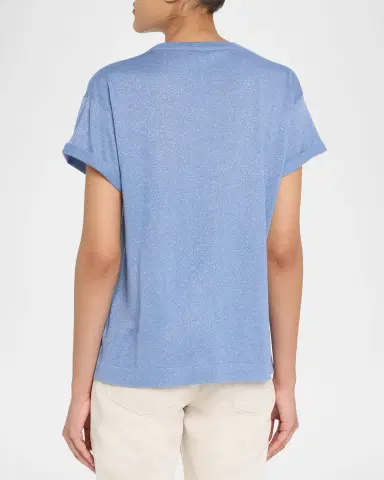 Brunello Cucinelli Cashmere Silk Lurex Short-Sleeve T-Shirt | Thumbnail 3 Brunello Cucinelli Cashmere Silk Lurex Short-Sleeve T-Shirt | Thumbnail 3