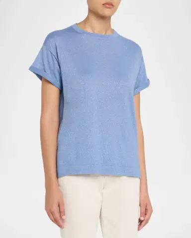 Brunello Cucinelli Cashmere Silk Lurex Short-Sleeve T-Shirt | Thumbnail 4 Brunello Cucinelli Cashmere Silk Lurex Short-Sleeve T-Shirt | Thumbnail 4
