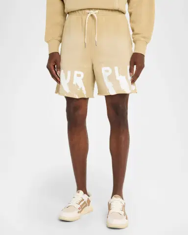 PURPLE Men 's Painted Logo Fleece Shorts | Thumbnail 4 PURPLE Men 's Painted Logo Fleece Shorts | Thumbnail 4