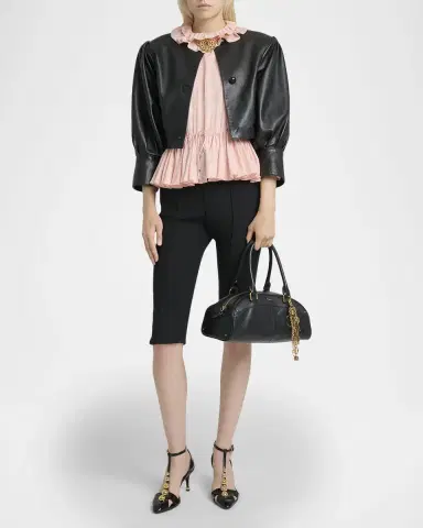 Chloé Leather Puff-Sleeve Crop Jacket | Thumbnail 2 Chloé Leather Puff-Sleeve Crop Jacket | Thumbnail 2