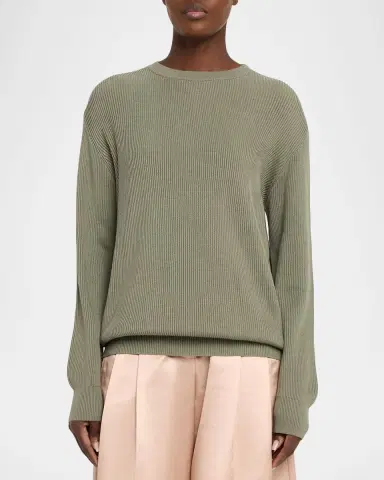 Brunello Cucinelli Cotton English Rib Crewneck Sweater | Thumbnail 4 Brunello Cucinelli Cotton English Rib Crewneck Sweater | Thumbnail 4