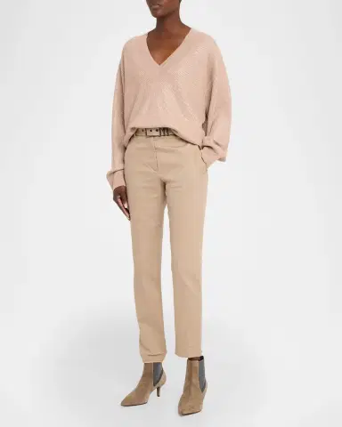 Brunello Cucinelli Sparkling Cashmere Oversized V-Neck Sweater | Thumbnail 2 Brunello Cucinelli Sparkling Cashmere Oversized V-Neck Sweater | Thumbnail 2
