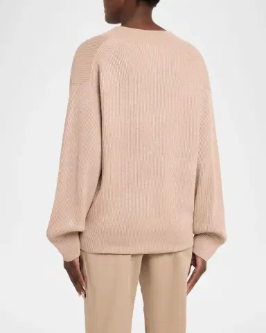 Brunello Cucinelli Sparkling Cashmere Oversized V-Neck Sweater | Thumbnail 3 Brunello Cucinelli Sparkling Cashmere Oversized V-Neck Sweater | Thumbnail 3