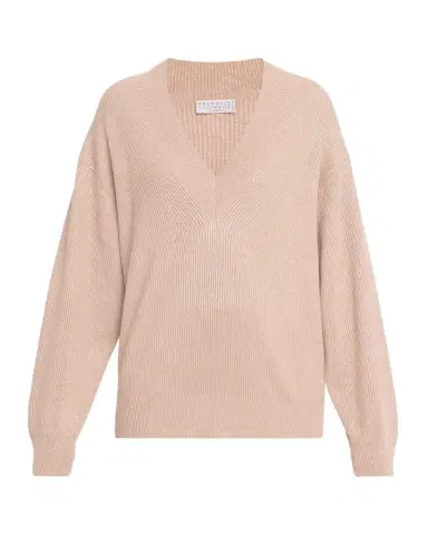 Brunello Cucinelli Sparkling Cashmere Oversized V-Neck Sweater | Thumbnail 1 Brunello Cucinelli Sparkling Cashmere Oversized V-Neck Sweater | Thumbnail 1
