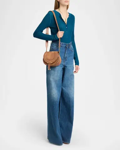 Chloé Marcie Medium Saddle Crossbody Bag in Patchwork Leather | Thumbnail 5 Chloé Marcie Medium Saddle Crossbody Bag in Patchwork Leather | Thumbnail 5