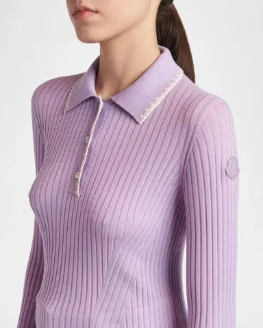 Moncler Long-Sleeve Rib-Knit Polo | Thumbnail 5 Moncler Long-Sleeve Rib-Knit Polo | Thumbnail 5