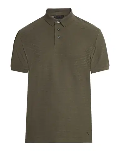 Emporio Armani Men's Grid Check Jacquard Jersey Polo Shirt | Thumbnail 1 Emporio Armani Men's Grid Check Jacquard Jersey Polo Shirt | Thumbnail 1