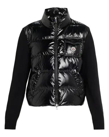 Moncler Padded Zip-Up Wool Cardigan | Thumbnail 1 Moncler Padded Zip-Up Wool Cardigan | Thumbnail 1