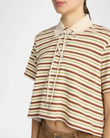 Moncler Lace-Up Stripe Polo Shirt | Thumbnail 5 Moncler Lace-Up Stripe Polo Shirt | Thumbnail 5