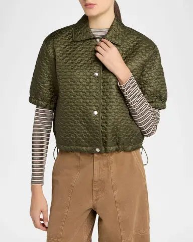 Moncler Floral-Quilted Short-Sleeve Padded Shirt | Thumbnail 4 Moncler Floral-Quilted Short-Sleeve Padded Shirt | Thumbnail 4