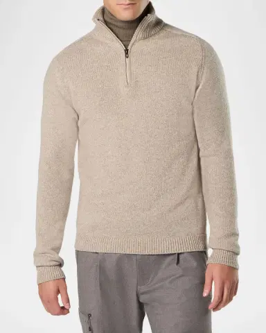 Sease Men 's Cashmere Mouline Half-Zip Sweater | Thumbnail 3 Sease Men 's Cashmere Mouline Half-Zip Sweater | Thumbnail 3