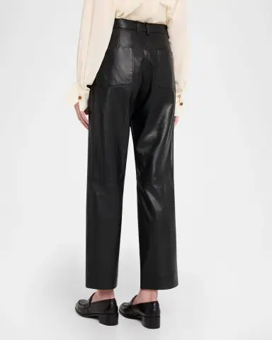 Vince Mid-Rise Straight Leather Pants | Thumbnail 3 Vince Mid-Rise Straight Leather Pants | Thumbnail 3
