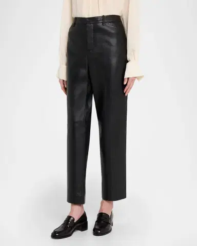 Vince Mid-Rise Straight Leather Pants | Thumbnail 4 Vince Mid-Rise Straight Leather Pants | Thumbnail 4