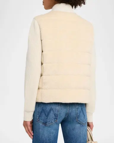 Moncler Padded Teddy & Wool Cardigan | Thumbnail 3 Moncler Padded Teddy & Wool Cardigan | Thumbnail 3