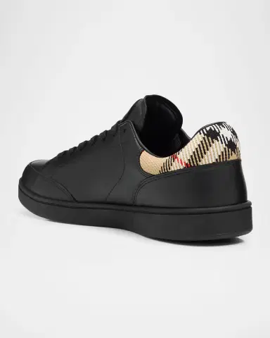 Burberry Men's Set Leather & Check Low-Top Sneakers | Thumbnail 2 Burberry Men's Set Leather & Check Low-Top Sneakers | Thumbnail 2