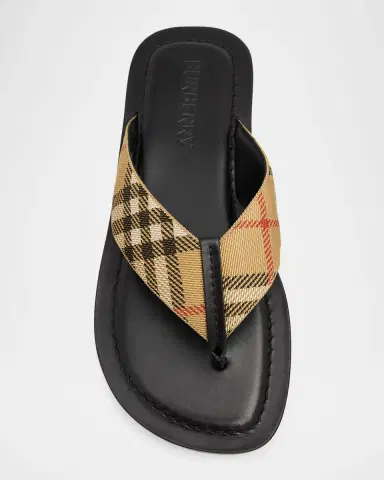 Burberry Men's Check Pavilion Flip-Flop Sandals | Thumbnail 4 Burberry Men's Check Pavilion Flip-Flop Sandals | Thumbnail 4