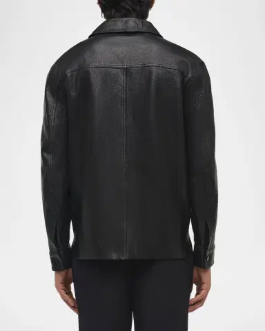 Simkhai Men's Gibson Leather Shirt Jacket | Thumbnail 2 Simkhai Men's Gibson Leather Shirt Jacket | Thumbnail 2
