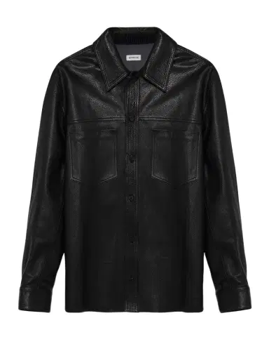 Simkhai Men's Gibson Leather Shirt Jacket | Thumbnail 1 Simkhai Men's Gibson Leather Shirt Jacket | Thumbnail 1