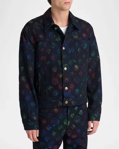 Casablanca Men's Heat Map Denim Jacket | Thumbnail 4 Casablanca Men's Heat Map Denim Jacket | Thumbnail 4