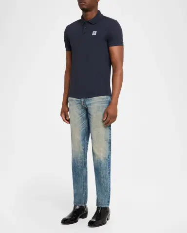 Balmain Men 's Slim Straight Leg Faded Denim Jeans | Thumbnail 2 Balmain Men 's Slim Straight Leg Faded Denim Jeans | Thumbnail 2