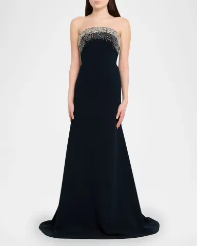 Naeem Khan Crystal Embroidered Strapless Trumpet Gown | Thumbnail 2 Naeem Khan Crystal Embroidered Strapless Trumpet Gown | Thumbnail 2