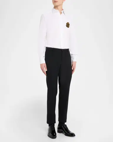 Dolce & Gabbana Men's Cotton Heraldic-Patch Button-Down Shirt | Thumbnail 2 Dolce & Gabbana Men's Cotton Heraldic-Patch Button-Down Shirt | Thumbnail 2