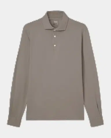 Fedeli Men's Giza Cotton Long-Sleeve Pique Polo Shirt | Thumbnail 2 Fedeli Men's Giza Cotton Long-Sleeve Pique Polo Shirt | Thumbnail 2