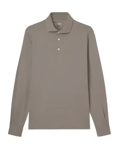 Fedeli Men's Giza Cotton Long-Sleeve Pique Polo Shirt | Thumbnail 1 Fedeli Men's Giza Cotton Long-Sleeve Pique Polo Shirt | Thumbnail 1
