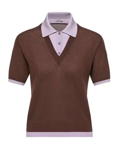 Moncler Short-Sleeve Layered Polo Sweater | Thumbnail 1 Moncler Short-Sleeve Layered Polo Sweater | Thumbnail 1