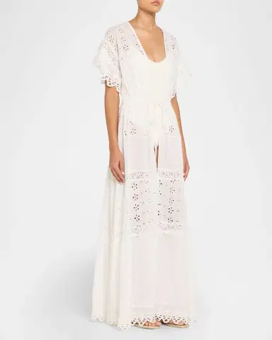 Ramy Brook Janis Eyelet Embroidered Maxi Kaftan Coverup | Thumbnail 4 Ramy Brook Janis Eyelet Embroidered Maxi Kaftan Coverup | Thumbnail 4