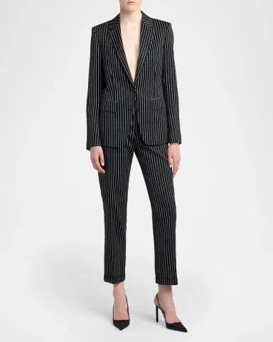 TOM FORD Pinstripe Wool Single-Breasted Blazer Jacket | Thumbnail 2 TOM FORD Pinstripe Wool Single-Breasted Blazer Jacket | Thumbnail 2