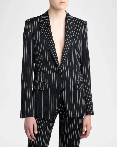 TOM FORD Pinstripe Wool Single-Breasted Blazer Jacket | Thumbnail 4 TOM FORD Pinstripe Wool Single-Breasted Blazer Jacket | Thumbnail 4