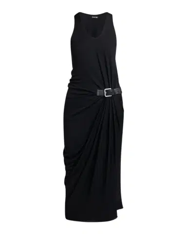 Tom Ford Buckle Gathered Crepe Jersey Sleeveless Midi Dress | Thumbnail 1 Tom Ford Buckle Gathered Crepe Jersey Sleeveless Midi Dress | Thumbnail 1