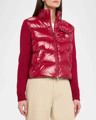 Moncler Padded Zip-Up Wool Cardigan | Thumbnail 4 Moncler Padded Zip-Up Wool Cardigan | Thumbnail 4