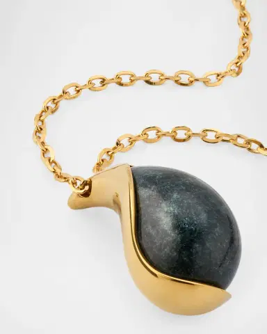 Bottega Veneta Drop Marble Pendant Necklace, Green | Thumbnail 3 Bottega Veneta Drop Marble Pendant Necklace, Green | Thumbnail 3