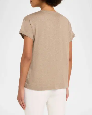 Brunello Cucinelli Cashmere Silk Lurex Short-Sleeve T-Shirt | Thumbnail 3 Brunello Cucinelli Cashmere Silk Lurex Short-Sleeve T-Shirt | Thumbnail 3