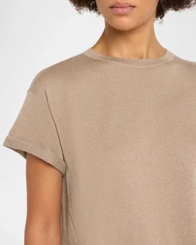Brunello Cucinelli Cashmere Silk Lurex Short-Sleeve T-Shirt | Thumbnail 5 Brunello Cucinelli Cashmere Silk Lurex Short-Sleeve T-Shirt | Thumbnail 5