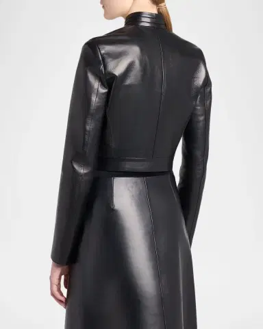 TOM FORD Nappa Leather Single-Breasted Crop Jacket | Thumbnail 3 TOM FORD Nappa Leather Single-Breasted Crop Jacket | Thumbnail 3