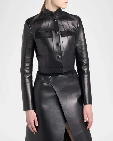 TOM FORD Nappa Leather Single-Breasted Crop Jacket | Thumbnail 4 TOM FORD Nappa Leather Single-Breasted Crop Jacket | Thumbnail 4