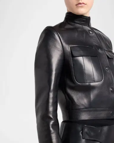 TOM FORD Nappa Leather Single-Breasted Crop Jacket | Thumbnail 5 TOM FORD Nappa Leather Single-Breasted Crop Jacket | Thumbnail 5